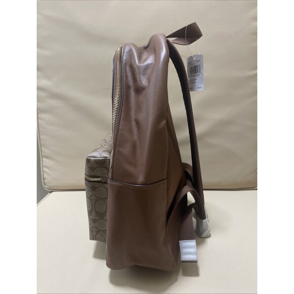 NWT COACH Charlie Backpack F58314 – Signature Khaki/Saddle - Picture 3 of 12